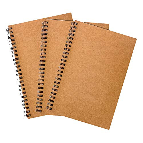 3 Packs Soft Cover Spiral Notebook Student Small Study Book Spiral Notebook Office Simple Working Book Diary NotebookSpiral Bound Notebook with Lined Paper A5 Steno Notepad Brown