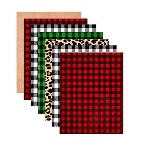 Christmas HTV Buffalo Plaid HTV Vinyl - 7 Sheets 12×10 Black Red Buffalo Plaid Heat Transfer Vinyl 4 Assorted Colors Buffalo Check Vinyl and Leopard Print for T-Shirts Christmas HTV Buffalo Plaid HTV Vinyl - 7 Sheets 12×10 Black Red Buffalo Plaid Heat Transfer Vinyl 4 Assorted Colors Buffalo Check Vinyl and Leopard Print for T-Shirts