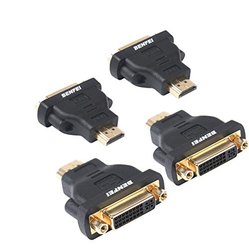 HDMI to DVI Adapter BENFEI HDMI to DVI-D DVI Bidirectional Converter Male to Female with Gold-Plated Cord 4 Pack