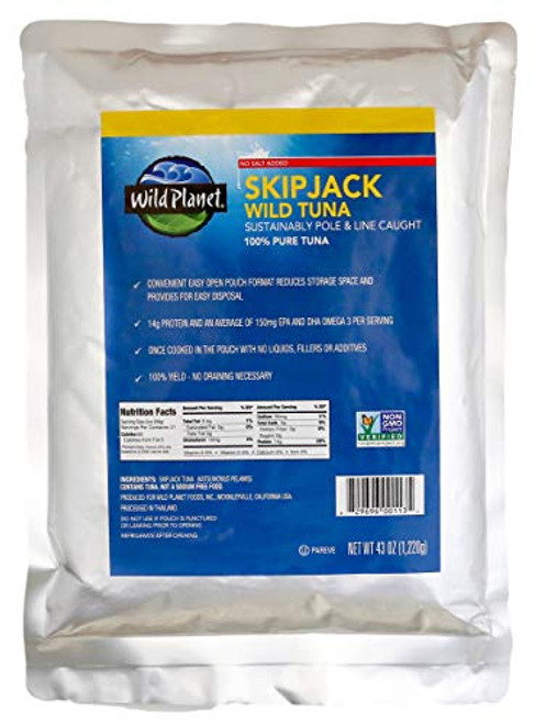 Wild Planet 100 Skipjack Tuna - No Salt Added 43oz Pouch 43 Oz Wild Planet 100 Skipjack Tuna - No Salt Added 43oz Pouch 43 Oz
