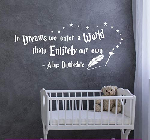 Wall Decals in Dreams We Enter a World Thats Entirely Our Own Quote Wall Sticker Nursery Wall Decals Vinyl Wall Stickers for Baby Kids Boys Girls Bedroom A77 White