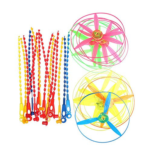 WILD COTTAGE Plastic Twisty Pull String Flying Saucers Helicopters Toys Classic Game Nostalgic Game40 PCS Random Color style1