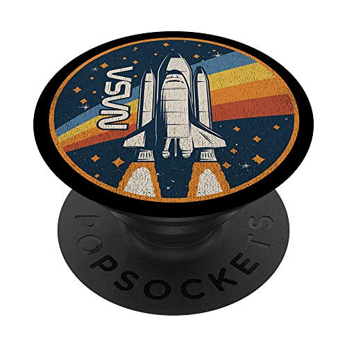 Retro 70s 80s Rocket Launch NASA Patch Space Shuttle NASA PopSockets PopGrip Swappable Grip for Phones  and  Tablets