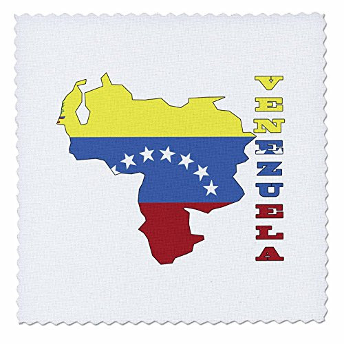 3dRose qs-58714-2 Venezuelan Flag in Outline Map and Letters of Venezuela Quilt Square 6 by 6-Inch