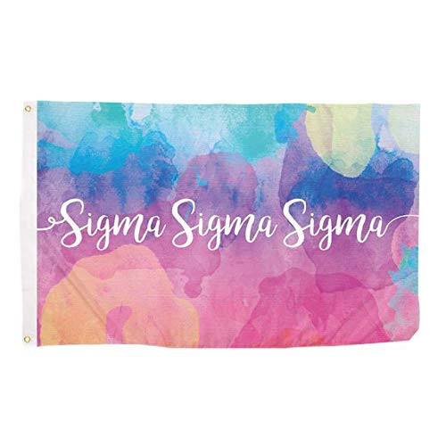 Sigma Sigma Sigma Water Color Sorority Flag Greek Letter Banner Large 3 feet x 5 feet Sign Decor Tri-Sigma Flag - Water Color