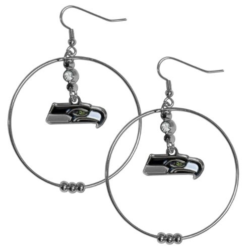 NFL Siskiyou Sports Womens Seattle Seahawks 2 Inch Hoop Earrings One Size Team Color NFL Siskiyou Sports Womens Seattle Seahawks 2 Inch Hoop Earrings One Size Team Color