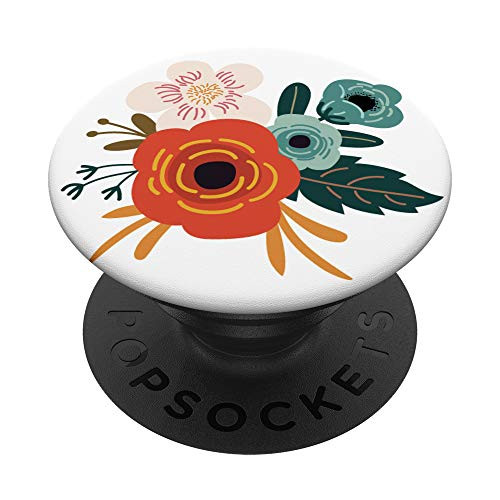 Trendy Floral Botanical Garden Teal Pink and Orange PopSockets Grip and Stand for Phones and Tablets