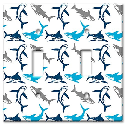Art Plates Brand Double Toggle Switch  Wall Plate - Sharks Seamless