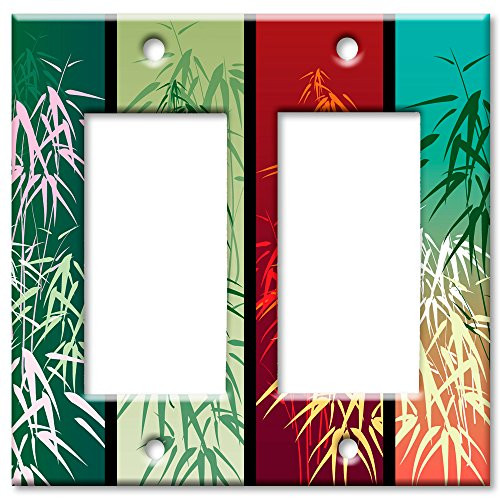 Art Plates Brand Double Gang Rocker Switch  Wall Plate - Bamboo