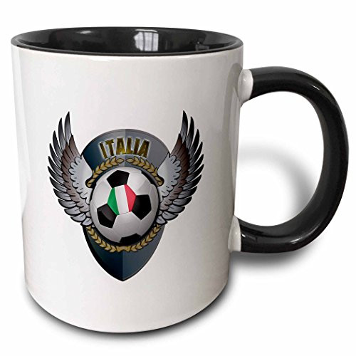 3dRose Italia soccer ball with crest team football Italy Italian Mug 11 oz Black 3dRose Italia soccer ball with crest team football Italy Italian Mug 11 oz Black