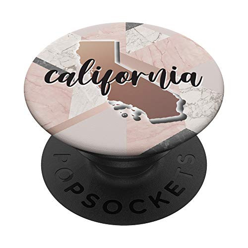 Cute California Home State Rose Gold Marble Pattern Design PopSockets Grip and Stand for Phones and Tablets