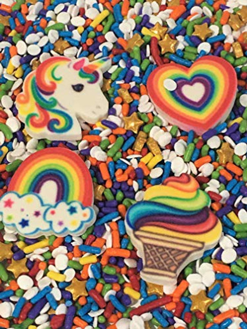 Rainbow Unicorn Edible Confetti Sprinkles Cake Cookie Cupcake IceCream Donut Quins 6oz Rainbow Unicorn Edible Confetti Sprinkles Cake Cookie Cupcake IceCream Donut Quins 6oz