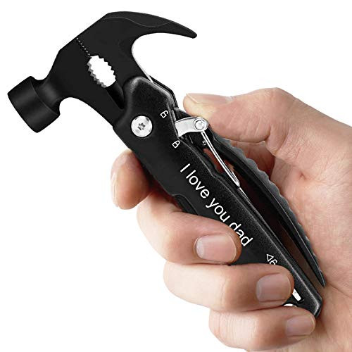 Gifts for Dad from Daughter Son Unique Christmas Birthday Gift Ideas for Father Him All In One Multitool Mini Hammer 12 In 1 Camping Gear Survival Tool for Men