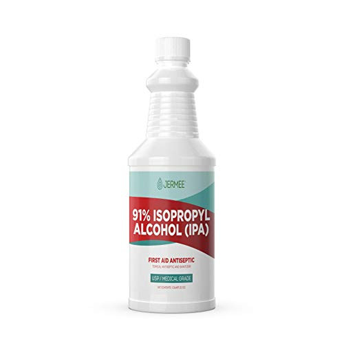 Jermee Isopropyl Alcohol IPA 91 Purity - USPMedical Grade - First Aid Antiseptic Topical Rubbing Alcohol Made in The USA 32 Ounce Jermee Isopropyl Alcohol IPA 91 Purity - USPMedical Grade - First Aid Antiseptic Topical Rubbing Alcohol Made in The USA 32 Ounce