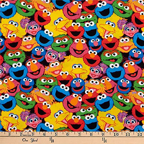 EXCLUSIVE Sesame Street Digital Characters Packed Multi Fabric by the Yard