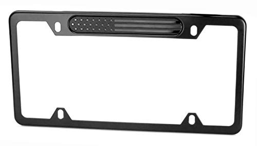 MULL Black Stainless Steel License Plate Frame American Black Flag