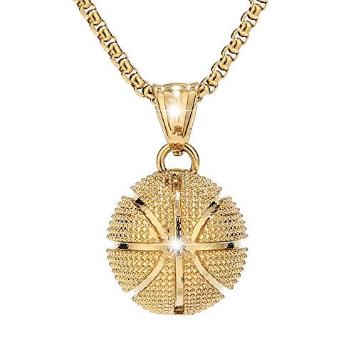 Gold Plated Basketball Necklace Basketball Pendant Necklace Stainless Steel Necklace Sports Necklace for Men 21_7 inches Gold Plated Basketball Necklace Basketball Pendant Necklace Stainless Steel Necklace Sports Necklace for Men 21_7 inches
