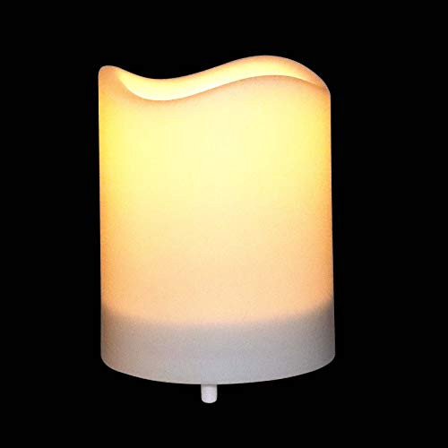 Solar LED Candle with Waterproof Light Sensor Dusk to Dawn onOff Automatic Operating 3X4 Inch Flameless White Plastic Pillar Candles with Flickering Warm White Light