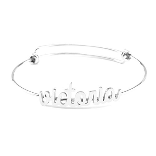 Yiyang Victoria Name Bracelet Personalized Gifts for Women Unique Expandable Wire Bangle Stainless Steel Jewelry
