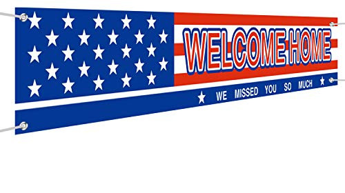 Large Welcome Home Banner Deployment Returning Party Supplies Decorations for Both Outdoor Indoor Military Army Homecoming Party Backdrop Banner for Party Decoration 9_8 x 1_6ft