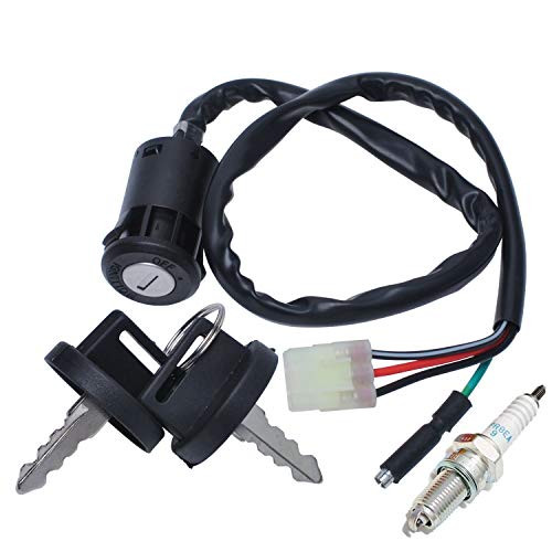 TRX400EX Ignition Key Switch Replacement and 4929 DPR8EA9 Spark Plug Compatible with Honda TRX 400EX 1999 2000 2001 2002 2003 2004 ATV