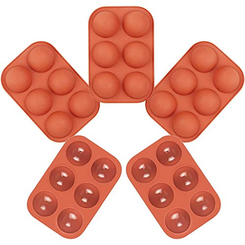 5 Pack Chocolate Mold 6 Holes Silicone Molds for Chocolate Cake Jelly Pudding Handmade Soap Dome Mousse Round Shape Hemisphere Non-Stick Mold