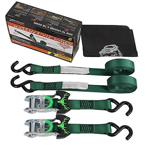 XSTRAP Ratchet Tie Down Straps 2PK 3000LBS Green