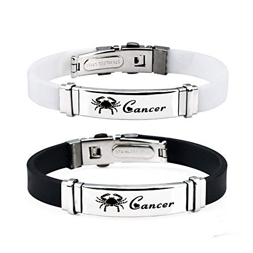 Couples Bracelets For Women MenCharm 12 Zodiac Constellation Charm Friendship Silicone Stainless Bracelet For Teen Girls Best Friend Jewelry2Pcs Aquarius Couples Bracelets For Women MenCharm 12 Zodiac Constellation Charm Friendship Silicone Stainless Bracelet For Teen Girls Best Friend Jewelry2Pcs Aquarius
