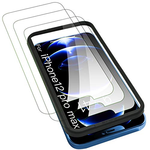 Compatible with iPhone 12 Pro Max Screen Protector HD Clear Tempered Glass Screen Protector for iPhone 12 Pro Max 6_7 inch 3-Pack Alignment Frame