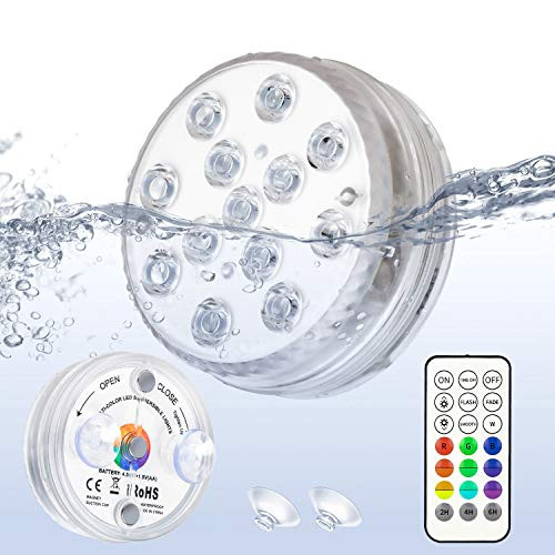 Underwater Pool Lights 1 Pack Waterproof 13 LED Submersible Pond Lights Remote Control RF with Suction Cups and Magnets Color Changing Decoration LED Pool Lights for Inground Pool Underwater Pool Lights 1 Pack Waterproof 13 LED Submersible Pond Lights Remote Control RF with Suction Cups and Magnets Color Changing Decoration LED Pool Lights for Inground Pool