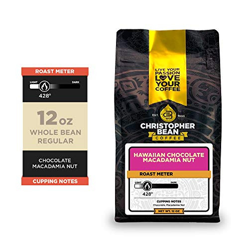 Christopher Bean Coffee - Hawaiian Chocolate Macadamia Nut Flavored Coffee Regular Whole Bean 100 Arabica No Sugar No Fats Made with Non-GMO Flavorings 12-Oz Bag of Regular Whole Bean coffee