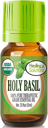 Organic Holy Basil Essential Oil 100 Pure - USDA Certified Organic Best Therapeutic Grade Essential Oil - 10ml