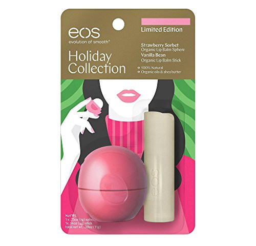 Eos Organic Strawberry Sorbet Sphere and Organic Vanilla Bean Stick Lip Balm pack of 1