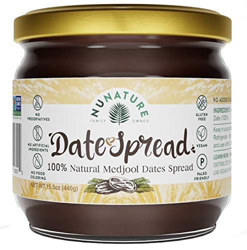NUNATURE 100 Natural Dates Spread - Pure Medjool Dates Gluten  and  Sugar Free Vegan Paleo Friendly Non-GMO Dairy Free Healthy Sugar Substitutes