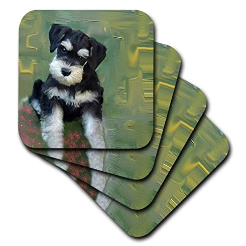 3dRose CST_4158_1 Miniature Schnauzer Soft Coaster (Set of 4)