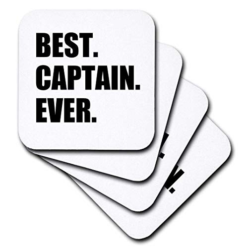 3dRose CST_179764_1 Best Captain Ever. for Ship Boat Sailing Army Police Starship Captains Soft Coasters, Set of 4