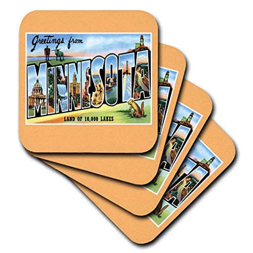3dRose CST_170238_1 Greetings from Minnesota L & of 10, 000 Lakes Scenic Postcard Soft Coaster (Set of 4) 3dRose CST_170238_1 Greetings from Minnesota L & of 10, 000 Lakes Scenic Postcard Soft Coaster (Set of 4)