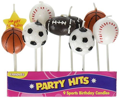 Oasis Supply 9-Piece Sports Balls Cupcake Cake Decorating Candles Set