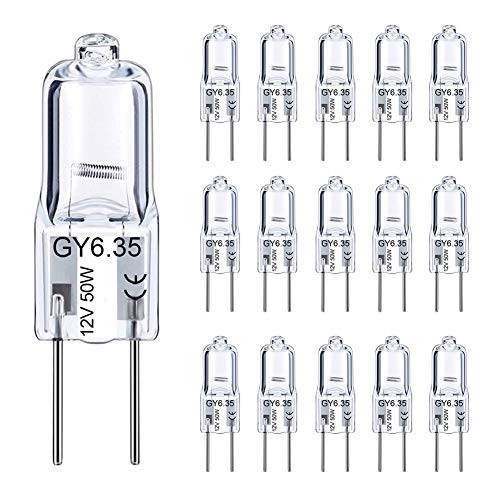 GY6_35 Halogen Bulb 50W 15 Pack Q50CLGY612VT3T4 JC Type Bi-pin Base for Pendant Light Chandelier Desk Light Accent Lights Landscape Lighting ACDC 12 Volt Dimmable Warm White 2700K