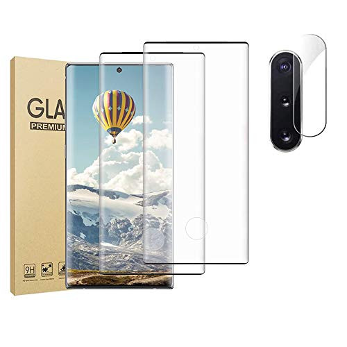 21 Galaxy Note 10 Plus Tempered Glass Screen Protector  Camera Lens HD Protective Film 3D Full Coverage Compatible Fingerprint Unlock Anti-Scratch for Samsung Galaxy Note 10 Plus 6_8 Inch