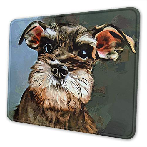 Miniature Schnauzer Painting Mouse Pad with Stitched Edge Premium-Textured Mouse Mat Non-Slip Rubber Base Rectangle Gaming Mousepad for Laptop Computer Office  and  Home 10 X 12 X 0_12 in