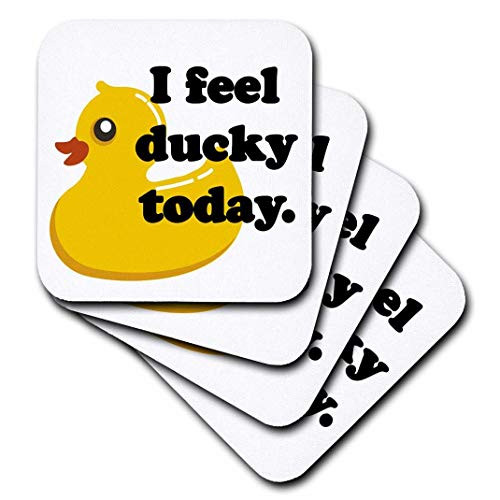 3dRose cst_163771_1 I Feel Ducky Today. Rubber Duck-Soft Coasters, Set of 4