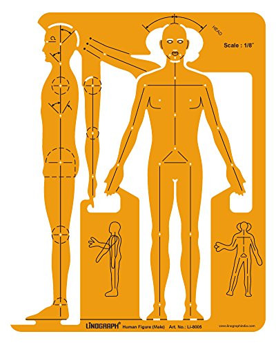 Linograph Male Human Figure Symbols Drafting Designing Stencil Template