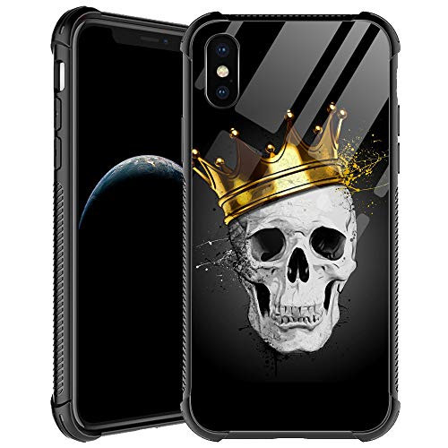 iPhone XR CaseGolden Crown Skull iPhone XR Cases for Men BoysShockproof Anti-Scratch Soft TPU Pattern Design Case for Apple iPhone XR 6_1-inch Golden Crown Skull