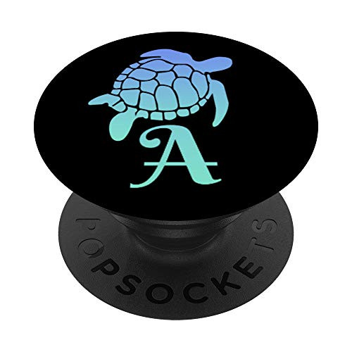 Sea Turtle Hawaiian - Ocean Sea Turtle Letter A PopSockets Grip and Stand for Phones and Tablets