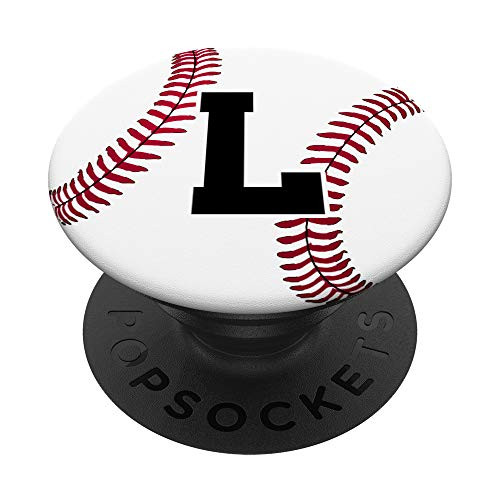 Baseball Letter L Monogram Team Name Player Cool Coach Gift PopSockets PopGrip Swappable Grip for Phones  and  Tablets