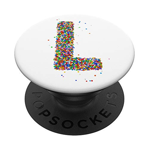 Letter L Sprinkles with Fun Monogram Initial Design Letters PopSockets Grip and Stand for Phones and Tablets