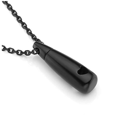 Sunligoo Mens Womens Urn Ashes Necklace Black Stainless Steel Teardrop Heart Pendant Necklaces for Cremation Memorial Keepsakes