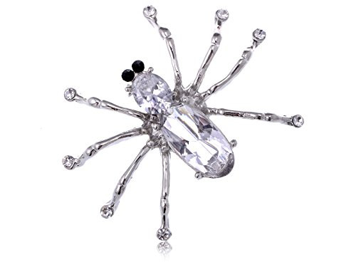 Alilang Silvery Tone Shine Clear Crystal Rhinestones Halloween Spider Brooch Pin Alilang Silvery Tone Shine Clear Crystal Rhinestones Halloween Spider Brooch Pin
