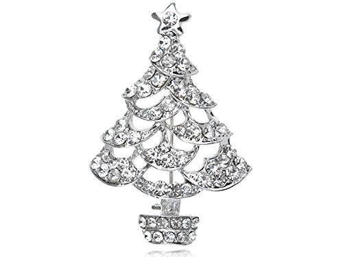 Alilang Clear Crystal Rhinestone Silvery Tone Holiday Christmas Tree Sparkle Pin Brooch Alilang Clear Crystal Rhinestone Silvery Tone Holiday Christmas Tree Sparkle Pin Brooch